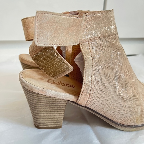 Gabor Women's Pink Leather Peep-Toe Block Heel Sandals, Sz 38.5 - Picture 6 of 13